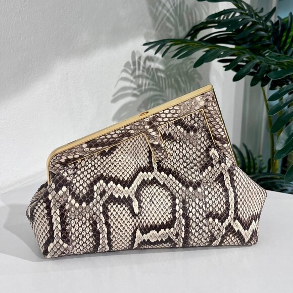 Natural Python Fendi First "F" Clutch - Picture 2 of 11